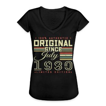 Juillet 1980 Anniversaire Juillet 1980 July 1980 - T-shirt vintage Femme - noir - Devant - Danielle (179cm)
