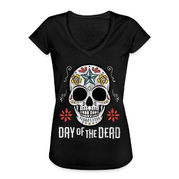 Crâne de Sucre Jour des morts - T-shirt vintage Femme - noir - Devant - Danielle (179cm)