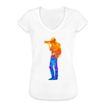 Photographe Photographie Hobby Photographe Silhouette - T-shirt vintage Femme - noir - Devant - Danielle (179cm)