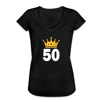 50 couronnes 50 ans 50 ans - T-shirt vintage Femme - noir - Devant - Danielle (179cm)