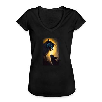 Loup-garou | Loup | Créatures mythiques | Monstres | Mystique - T-shirt vintage Femme - noir - Devant - Danielle (179cm)