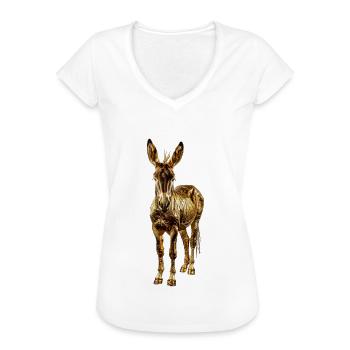 Esel - Frauen Vintage T-Shirt - Schwarz - Vorne - Danielle (179cm)