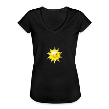 Sonne - Frauen Vintage T-Shirt - Schwarz - Vorne - Danielle (179cm)