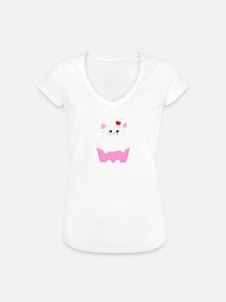 cupcake chat - T-shirt vintage Femme - noir
