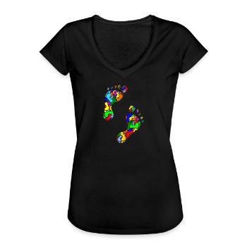 colorful footprints - Women's Vintage T-Shirt - black - Front - Danielle (179cm)