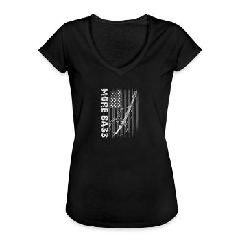 Plus de contrebasse basse avec drapeau américain - T-shirt vintage Femme - noir - Devant - Danielle (179cm)