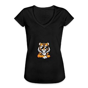 Tiger Cool Animal - Women's Vintage T-Shirt - black - Front - Danielle (179cm)