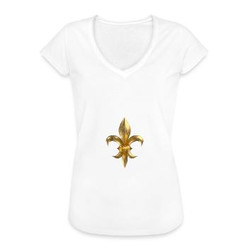 Fleur de Lys / Fleur de Lis Gold-Look korrodiert - Frauen Vintage T-Shirt - Schwarz - Vorne - Danielle (179cm)