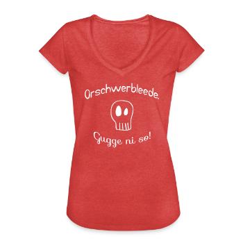 Orschwerbleede Saxon Saxony Ossi Skull - Women's Vintage T-Shirt - heather red - Front - Danielle (179cm)