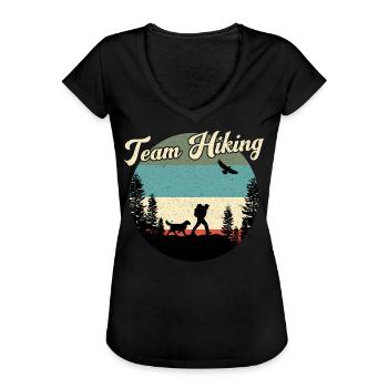 Wanderer Wandern Hiking Hund Dog Team Berge Alpen - Frauen Vintage T-Shirt - Schwarz - Vorne