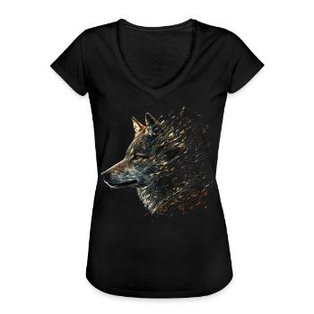 Wolf Tier Kunst Geschenk Tiermotiv - Frauen Vintage T-Shirt - Schwarz - Vorne - Danielle (179cm)