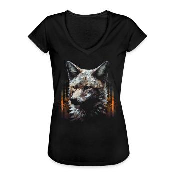 Fuchs Tierliebhaber Geschenk Wildtier Tier Motiv - Frauen Vintage T-Shirt - Schwarz - Vorne - Danielle (179cm)