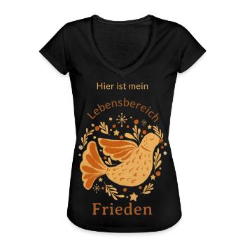 Hier ist mein Lebensbereich Frieden - Frauen Vintage T-Shirt - Schwarz - Vorne - Danielle (179cm)