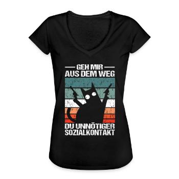Geh Mir aus dem Weg du unnötiger Sozialkontakt - Frauen Vintage T-Shirt - Schwarz - Vorne - Danielle (179cm)