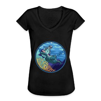 Turtle reef diver - Women's Vintage T-Shirt - black - Front - Danielle (179cm)