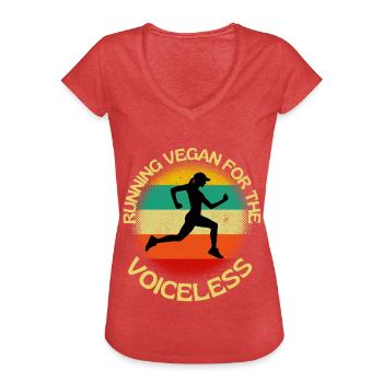 Running Vegan For The Voiceless - Women's Vintage T-Shirt - heather red - Front - Danielle (179cm)