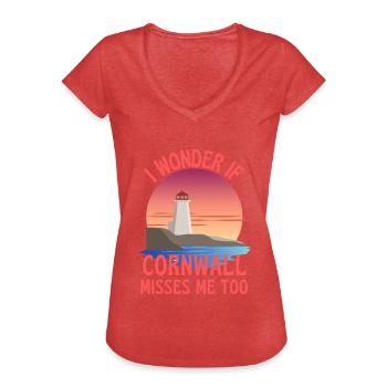 I Wonder If Cornwall Misses Me Too Pasty - Women's Vintage T-Shirt - heather red - Front - Danielle (179cm)