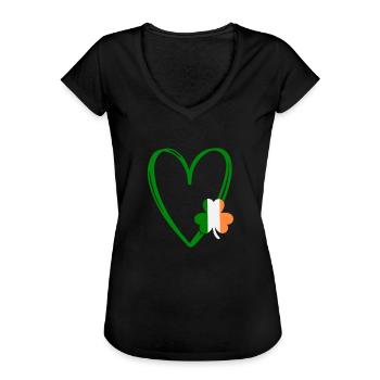 St Patricks Day Accessories Ireland Shamrock Decoration - Women's Vintage T-Shirt - black - Front - Danielle (179cm)