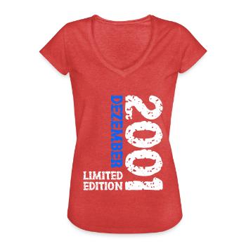 2001 Dezember Limited Edition 22. Geburtstag Deko - Frauen Vintage T-Shirt - Rot meliert - Vorne - Danielle (179cm)