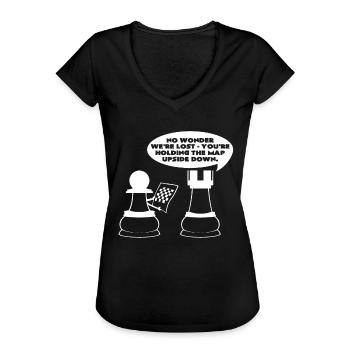 Schachbrett - Frauen Vintage T-Shirt - Schwarz - Vorne - Danielle (179cm)