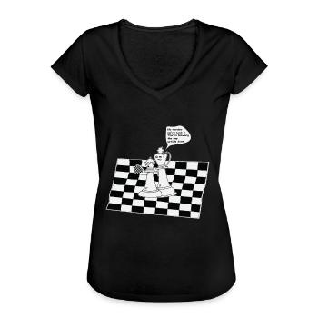 Schachfiguren Lustig - Frauen Vintage T-Shirt - Schwarz - Vorne - Danielle (179cm)