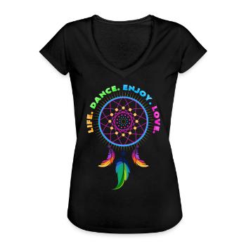 Leben Tanzen Genießen Lieben - Frauen Vintage T-Shirt - Schwarz - Vorne - Danielle (179cm)