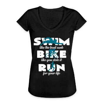 Triathlon - Frauen Vintage T-Shirt - Schwarz - Vorne - Danielle (179cm)