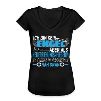 Heilerziehungspflegerin Geschenk | Engel - Frauen Vintage T-Shirt - Schwarz - Vorne