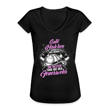 Feuerwehrfrau Feuerwehr Mädchen Frau Beruf Sprüche - Frauen Vintage T-Shirt - Schwarz - Vorne - Danielle (179cm)