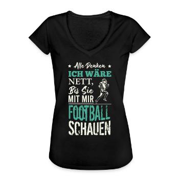 American Football Shirt | American Football - Frauen Vintage T-Shirt - Schwarz - Vorne - Danielle (179cm)