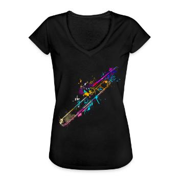 Posaunist | Posaune Farbklecks Geschenk für - Frauen Vintage T-Shirt - Schwarz - Vorne