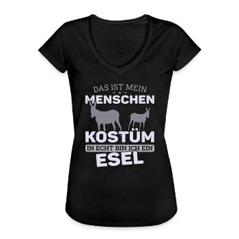 Esel Mensch Kostüm Lustig für Eselzüchter - Frauen Vintage T-Shirt - Schwarz - Vorne - Danielle (179cm)