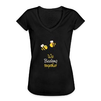 Les abeilles douces Nous sommes ensemble - T-shirt vintage Femme - noir - Devant - Danielle (179cm)