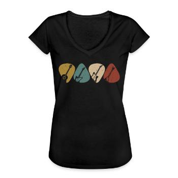 Guitare Vintage Guitariste Rock Music Band - T-shirt vintage Femme - noir - Devant - Danielle (179cm)