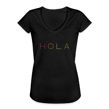 Hello in Spanish HOLA - Women's Vintage T-Shirt - black - Front - Danielle (179cm)