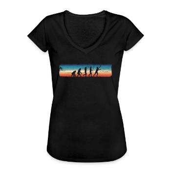 Evolution des Baseballs — - Frauen Vintage T-Shirt - Schwarz - Vorne - Danielle (179cm)