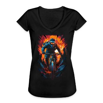 Downhill Biker Mountainbike Design - Frauen Vintage T-Shirt - Schwarz - Vorne - Danielle (179cm)