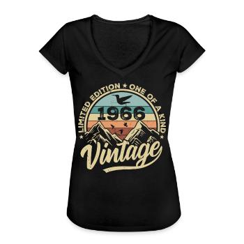 Original Vintage 1966 Birthday Gift 1966 - Women's Vintage T-Shirt - black - Front - Danielle (179cm)