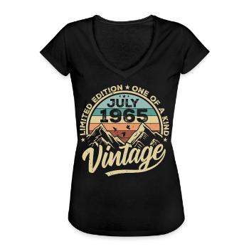 Geboren Im Juli 1965 Jahrgang Geburtstag Juli 1965 - Frauen Vintage T-Shirt - Schwarz - Vorne - Danielle (179cm)