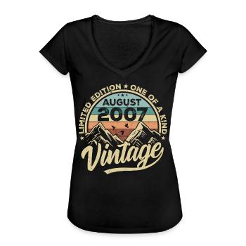 Geburtstag August 2007 Geburtstagsgeschenk August - Frauen Vintage T-Shirt - Schwarz - Vorne