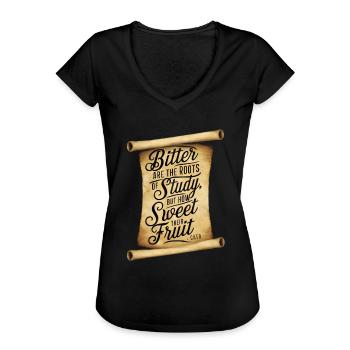 Cato quote bitter are the roots of study - Women's Vintage T-Shirt - black - Front - Danielle (179cm)
