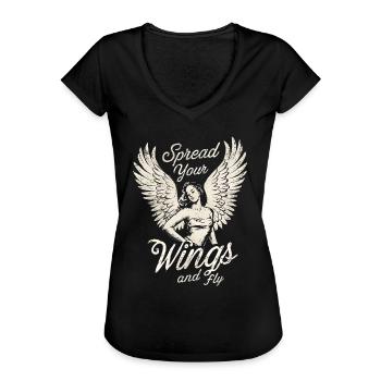 Déployez vos ailes et volez Angel Angelwings Woman - T-shirt vintage Femme - noir - Devant - Danielle (179cm)