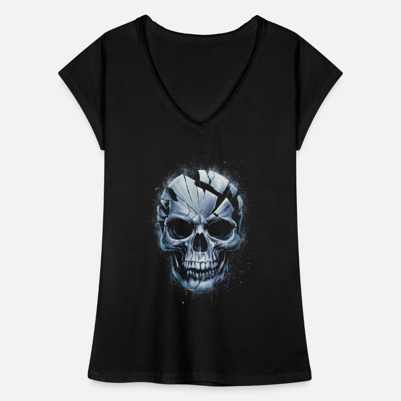Zerbrochener unheimlicher Schädel Frauen Vintage T-Shirt