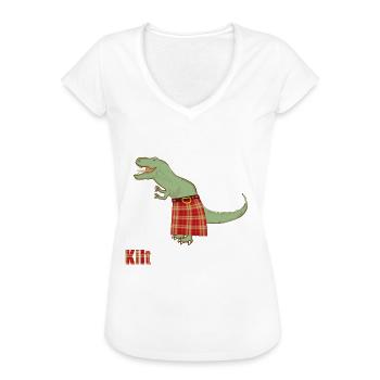 kilt kiltosaurus rex dino dinosaur dinosaur scot - Women's Vintage T-Shirt - black - Front - Danielle (179cm)