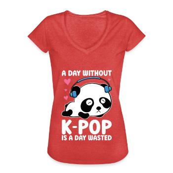 K-Pop Panda - Women's Vintage T-Shirt - heather red - Front - Danielle (179cm)