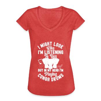 Conga Drum Musician Drumline - Frauen Vintage T-Shirt - Rot meliert - Vorne - Danielle (179cm)