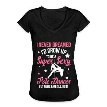 Pole Dance - Frauen Vintage T-Shirt - Schwarz - Vorne - Danielle (179cm)