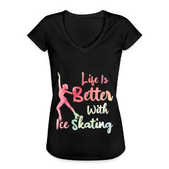 Patinage - T-shirt vintage Femme - noir - Devant - Danielle (179cm)