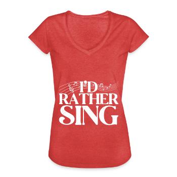 Chanter - T-shirt vintage Femme - rouge chiné - Devant - Danielle (179cm)