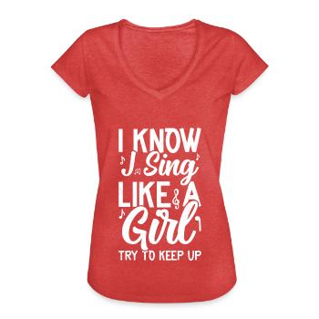 Sing - Women's Vintage T-Shirt - heather red - Front - Danielle (179cm)